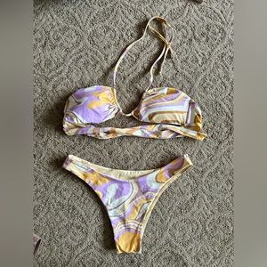 Monday Swimwear Italian Ice Bikini Bottom L Top S